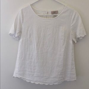 White scalloped shirt